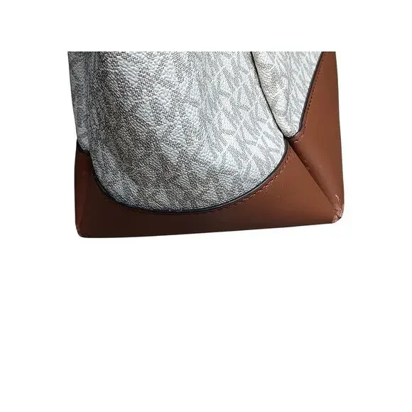 Michael Kors Jet Set Signature Tote Brown MK Logo Shoulder Bag - Picture 8 of 16